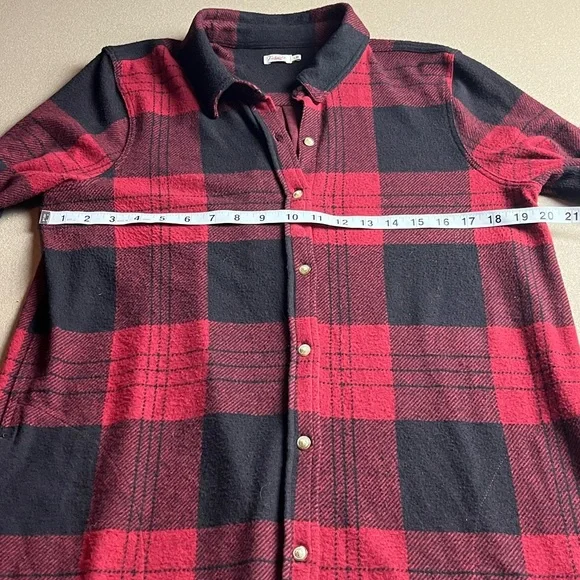 Faherty Legend Sweater Shirt Dress Buffalo Plaid Check Red Black-Sz Large - Picture 9 of 11